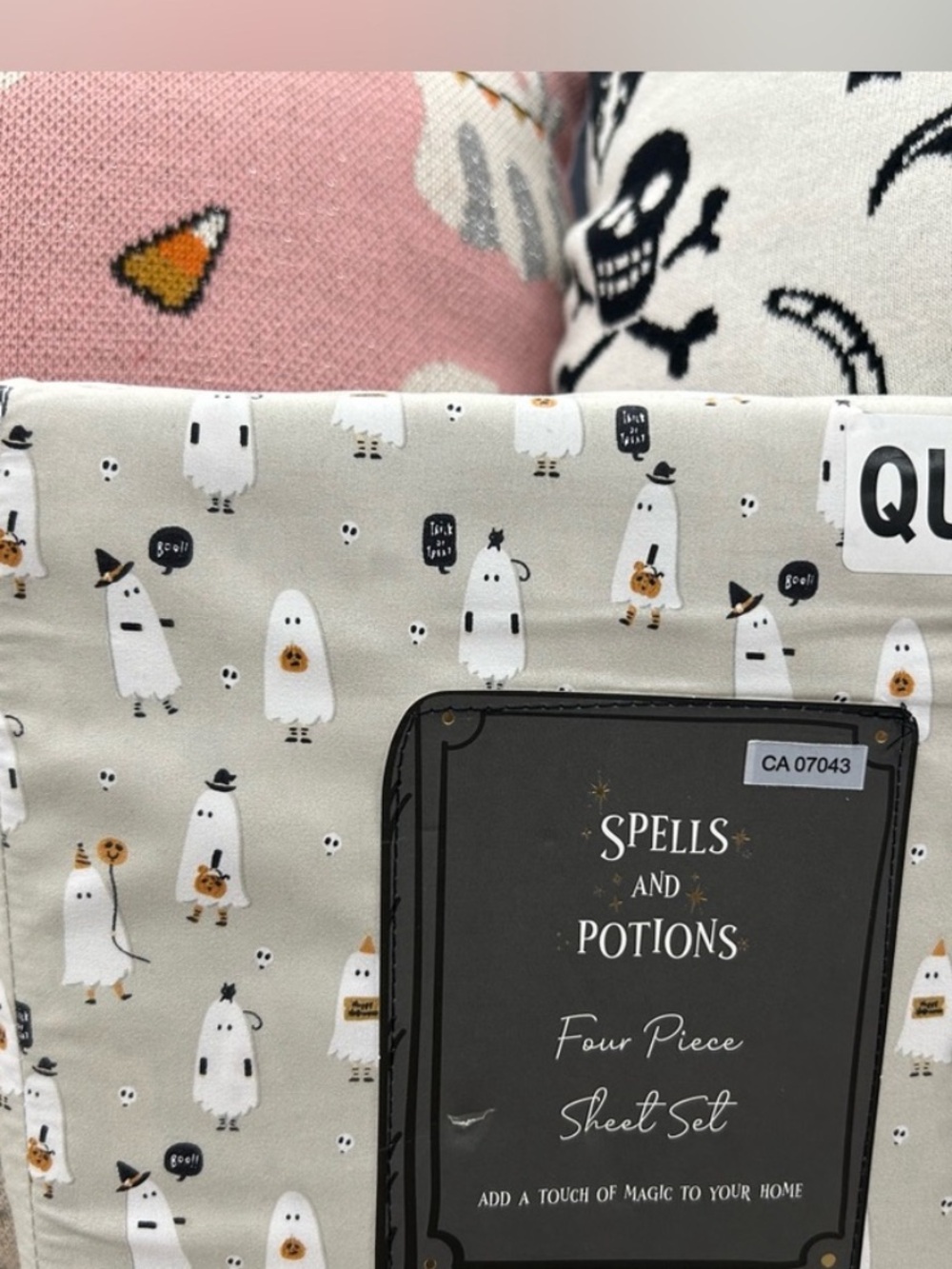 Halloween Bedsheets Spells and Potions Ghost Print Sheet Set Fall Bedroom Decor